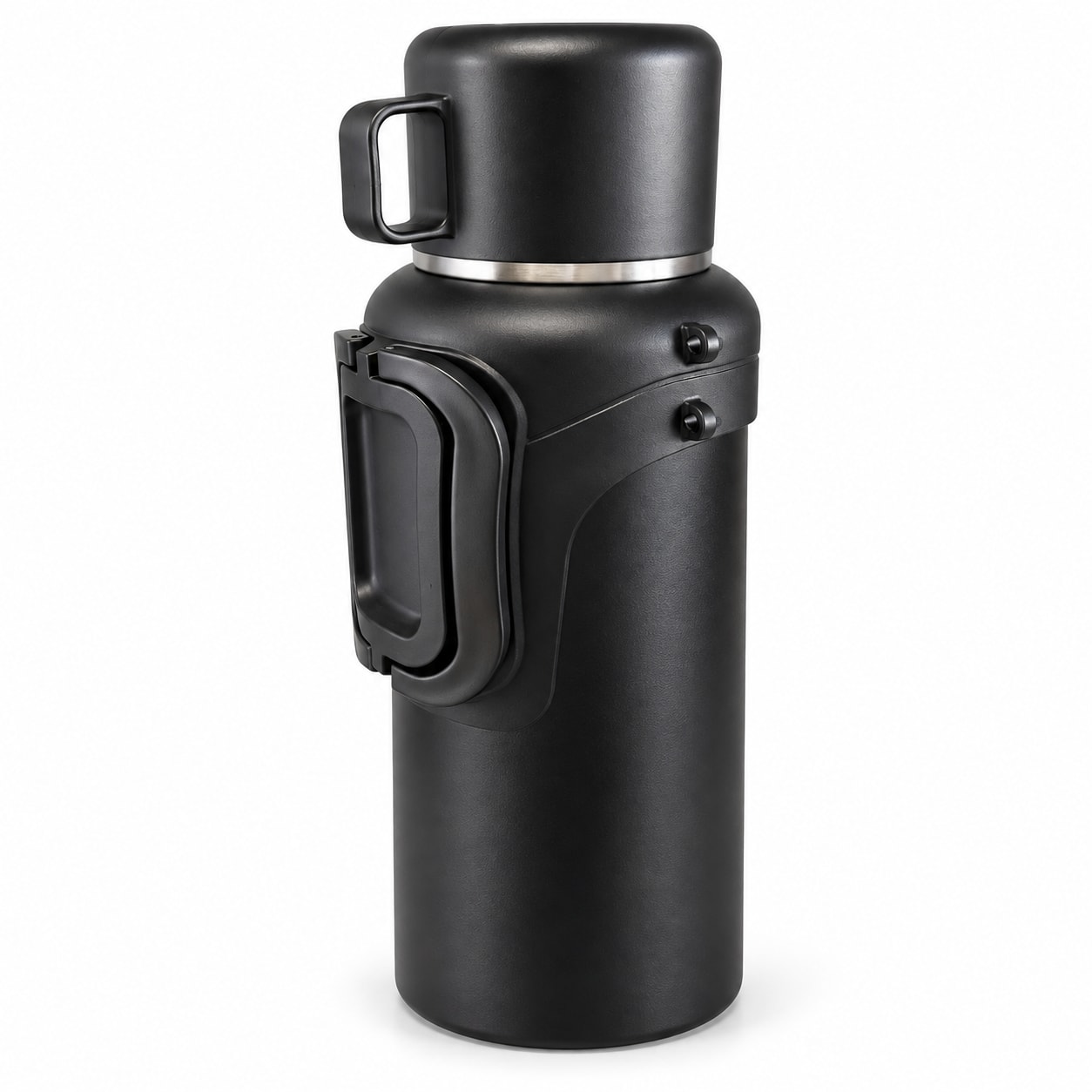 Matte Black Insulated Bottle with Cup Lid and Carry Handle product