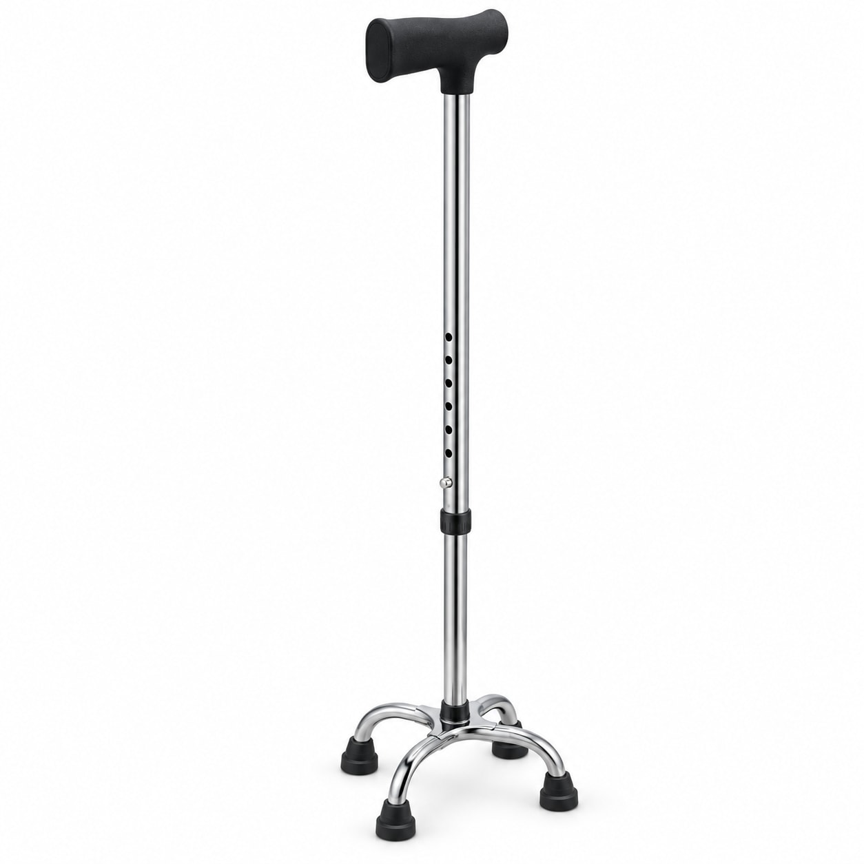 Adjustable Four-Point Walking Cane with Black Grip product